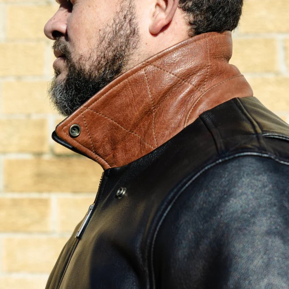 Moto Bomber - Men's Leather Jacket - Picture 5 of 6